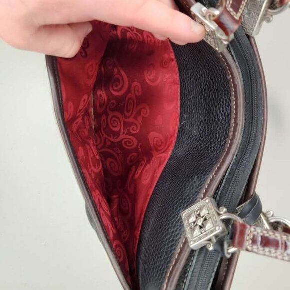 Retired Brighton Black Croc Leather Leonor / Handbag Tote EUC - Picture 7 of 14